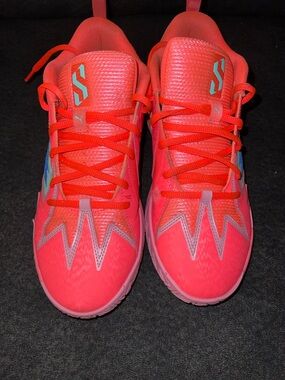 Puma Men’s Scoot Zero Sunset Glow Pink Athletic Sneakers with Light Blue Accents